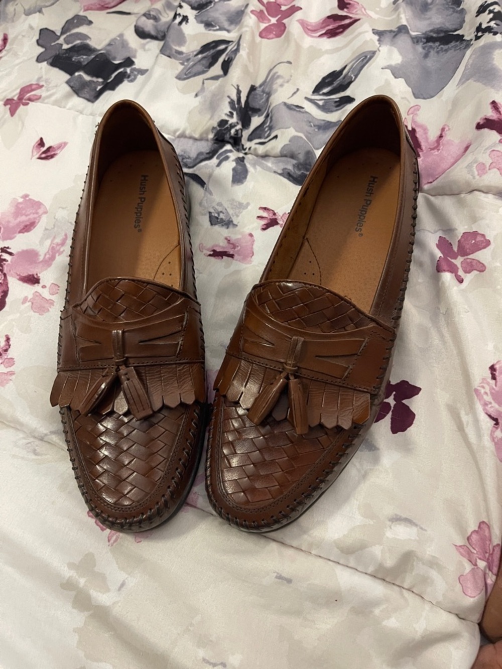 Hush Puppies Men’s Brown Woven Tassel Kiltie Slip-On Loafers